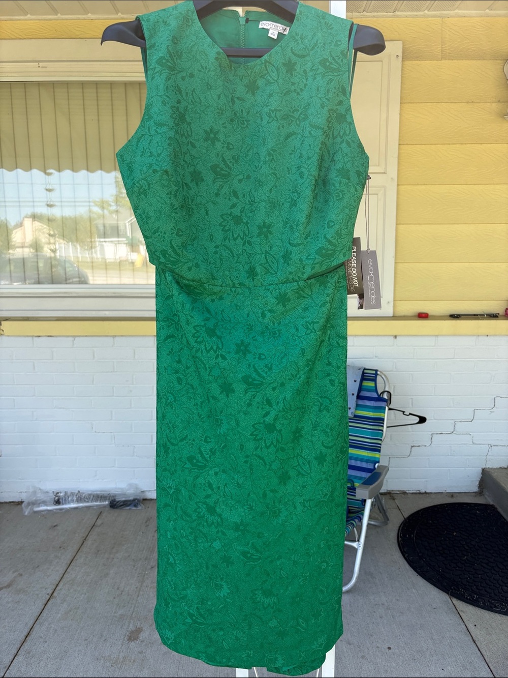 Cachet Green Floral Jacquard Midi Dress